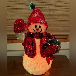 Vintage 2002 Avon Fiber Optic Color Changing Snowman 15”